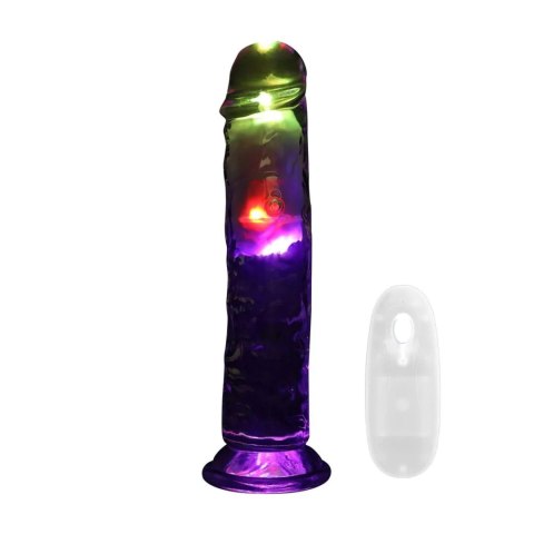 Wibrator Realistyczny Przezroczysty Z Przyssawką I Światłem LED – LED Vibrating Straight Cock Transparent 20 cm