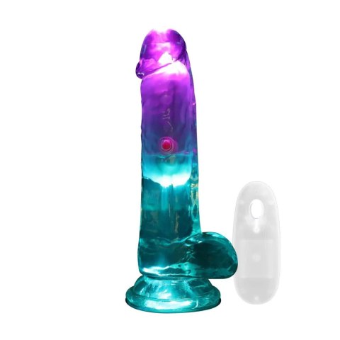 Wibrator Realistyczny Z Jądrami Przezroczysty Z Przyssawką I Światłem LED – LED Vibrating Straight Cock 15 cm