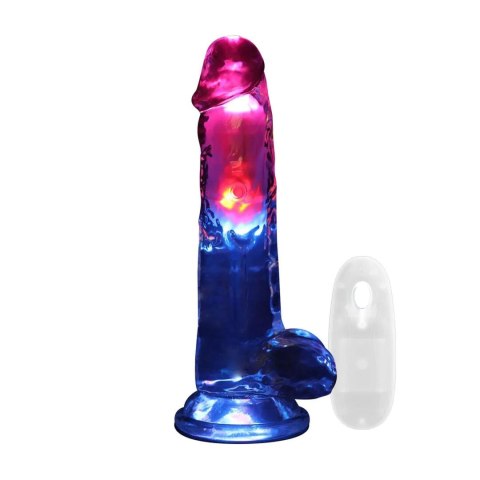 Wibrator Realistyczny Z Jądrami Przezroczysty Z Przyssawką I Światłem LED – LED Vibrating Straight 20 cm