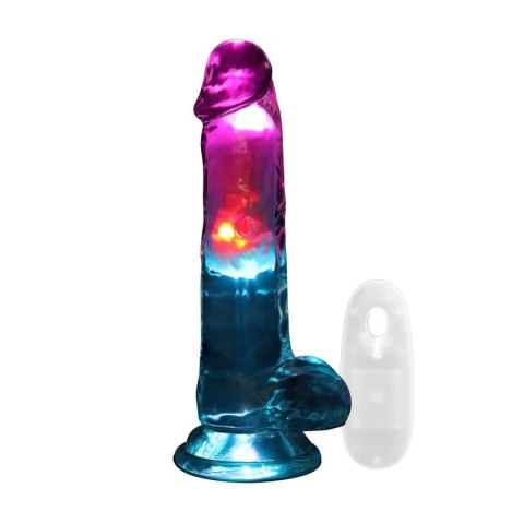 Wibrator Realistyczny Z Jądrami Przezroczysty Z Przyssawką I Światłem LED – LED Vibrating Straight Cock 18 cm