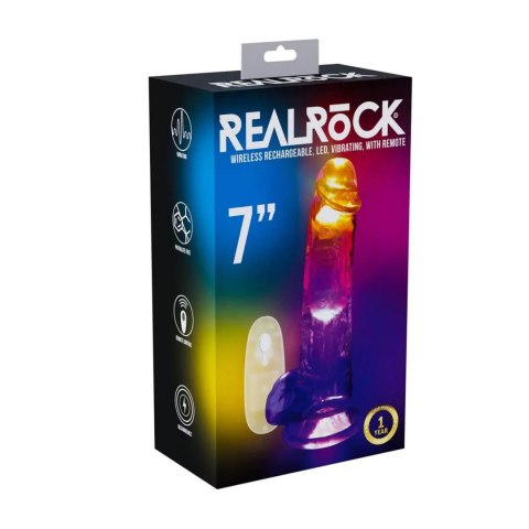 Wibrator Realistyczny Z Jądrami Przezroczysty Z Przyssawką I Światłem LED – LED Vibrating Straight Cock 18 cm
