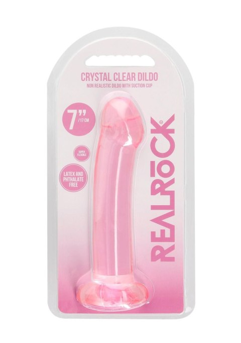 Dildo żelowe z przyssawką 17cm różowe Crystal Clear Dildo REALROCK SHOTS