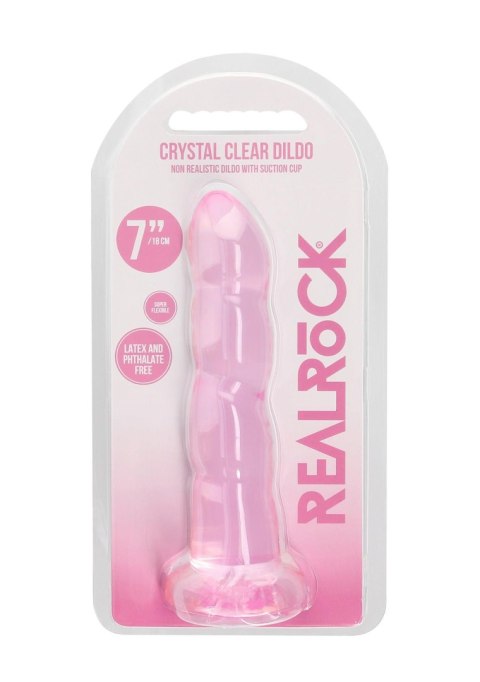 Dildo żelowe z przyssawką 17cm różowe Crystal Clear Dildo REALROCK SHOTS