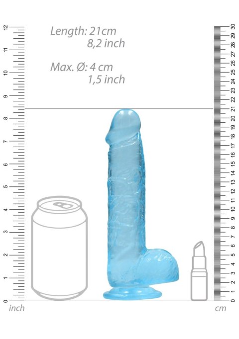 Dildo żelowe niebieskie 21cm Crystal Clear Dong REALROCK SHOTS