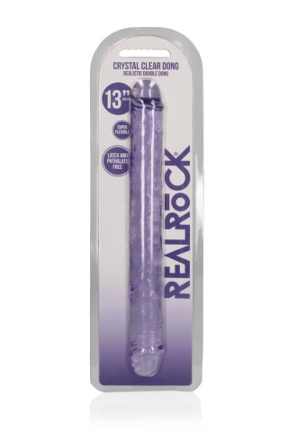 Dildo silikonowe podwójne fioletowe 34cm Crystal Clear Dong REALROCK SHOTS