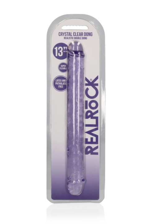 Dildo silikonowe podwójne fioletowe 34cm Crystal Clear Dong REALROCK SHOTS