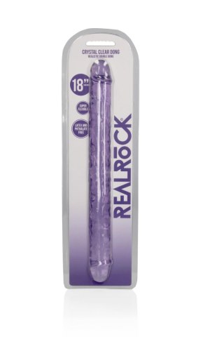 Dildo silikonowe podwójne fioletowe 45cm Crystal Clear Dong REALROCK SHOTS