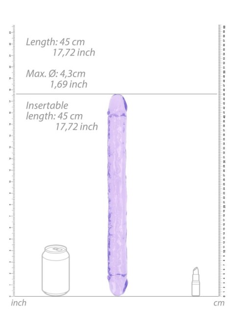 Dildo silikonowe podwójne fioletowe 45cm Crystal Clear Dong REALROCK SHOTS