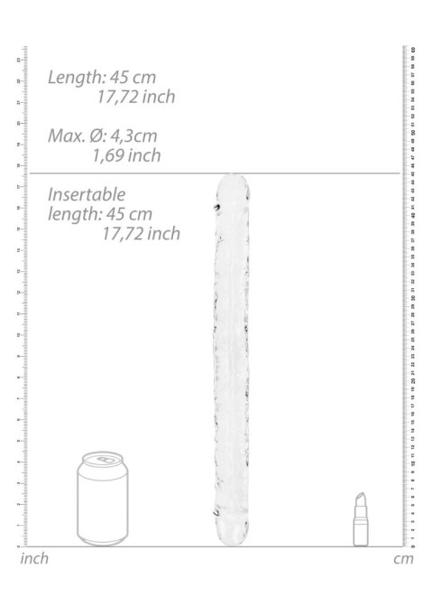 Dildo silikonowe podwójne przeźroczyste 45cm Crystal Clear Dong REALROCK SHOTS