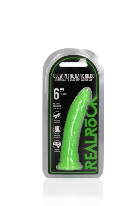 Dildo świecące w ciemności zielone 17.5cm REALROCK