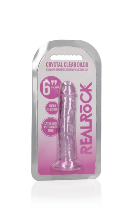 Dildo żelowe z przyssawką 14.5cm różowe Crystal Clear Dildo REALROCK SHOTS