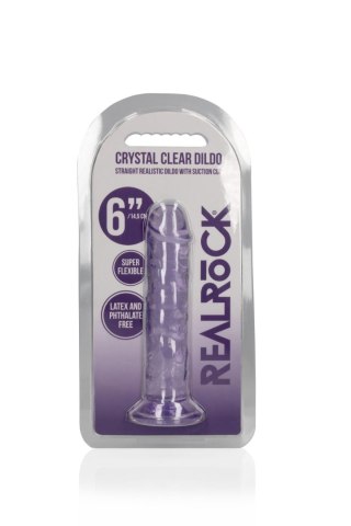 Dildo żelowe z przyssawką 14.5cm fioletowe Crystal Clear Dildo REALROCK SHOTS