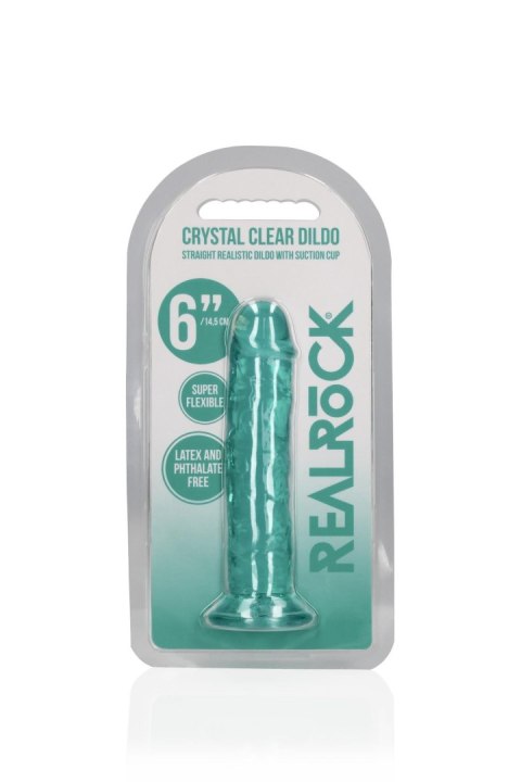 Dildo żelowe z przyssawką 14.5cm zielone Crystal Clear Dildo REALROCK SHOTS
