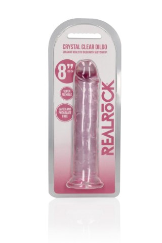 Dildo żelowe z przyssawką 20cm różowe Crystal Clear Dildo REALROCK SHOTS