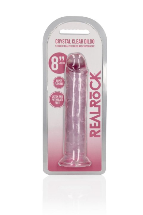 Dildo żelowe z przyssawką 20cm różowe Crystal Clear Dildo REALROCK SHOTS