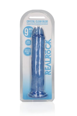 Dildo żelowe z przyssawką 23cm niebieskie Crystal Clear Dildo REALROCK SHOTS