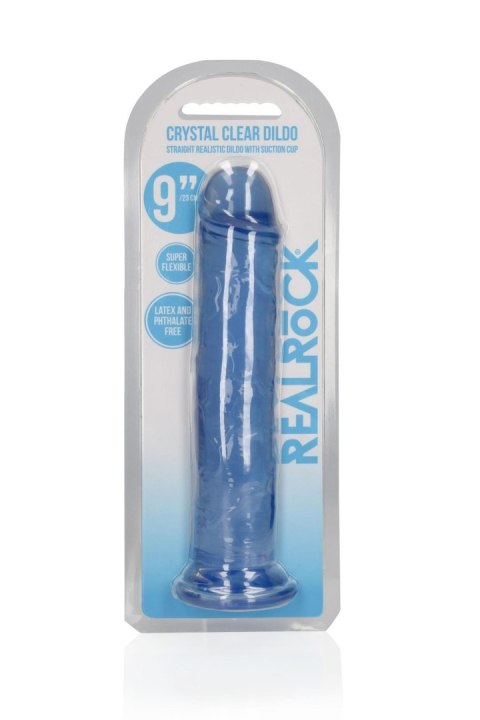 Dildo żelowe z przyssawką 23cm niebieskie Crystal Clear Dildo REALROCK SHOTS