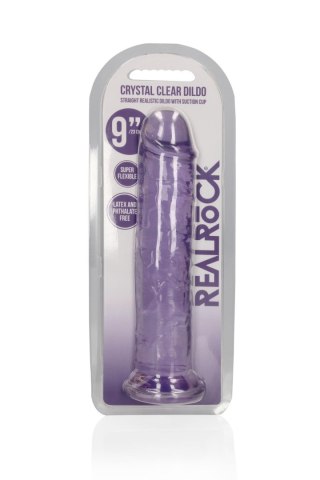 Dildo żelowe z przyssawką 23cm fioletowe Crystal Clear Dildo REALROCK SHOTS
