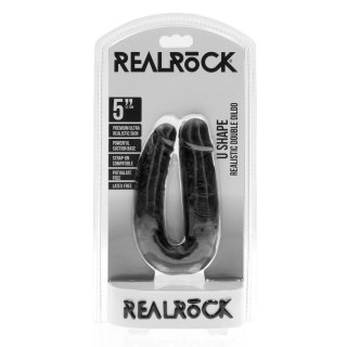Dildo podwójne czarne 12.7cm U Shaped Double Dildo REALROCK SHOTS