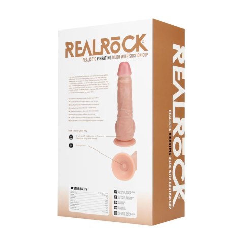 Realistyczny Wibrator z Prostym Trzonem, Jąderkami i Przyssawką 23 cm Flesh– RealRock