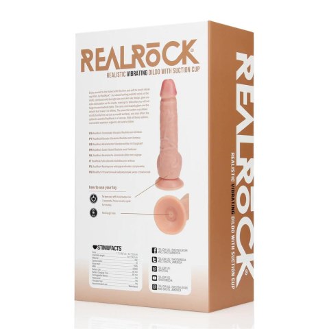 Realistyczny Wibrator z Prostym Trzonem, Jąderkami i Przyssawką 18 cm, Flesh– RealRock