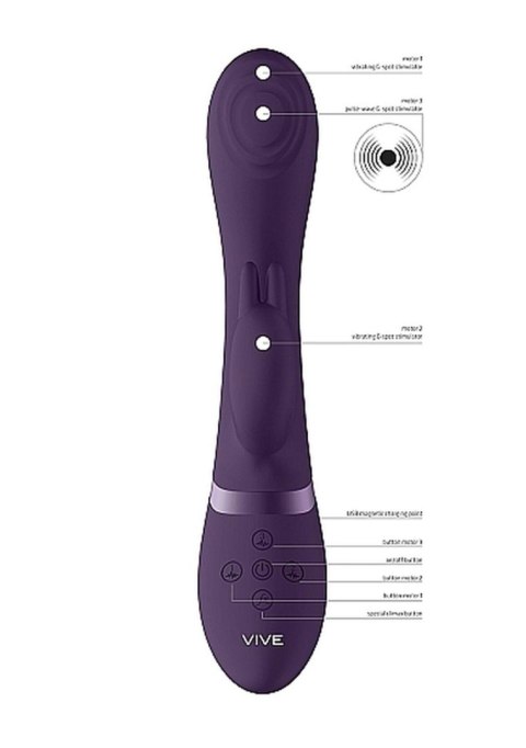 Wibrator Króliczek Impulsowy 3 Silniki USB Fioletowy - VIVE Cato