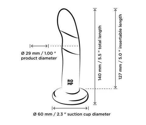 Dildo silikonowe do STRAP-ON 12.7cm ROMP Piccolo-X-BLUE ROMP