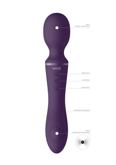 Masażer Różdżka Podwójne Wibracje Fioletowy Enora