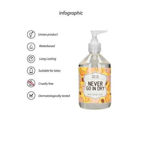 Lubrykant analny na bazie wody Never Go In Dry 500ml