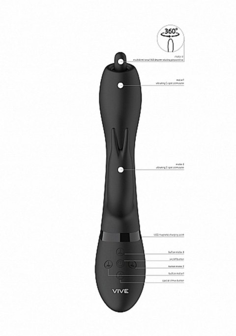Wibrator Króliczek Z Końcówką Obracającą Się O 360 Stopni Czarny - NILO PINPOINT ROTATING G-SPOT RABBIT BLACK