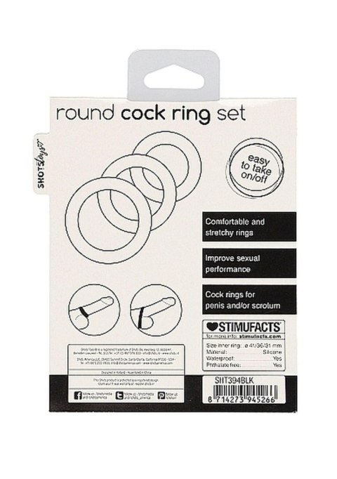 Zestaw Okrągłych Pierścieni Na Penisa Czarny - Round Cock Ring Set