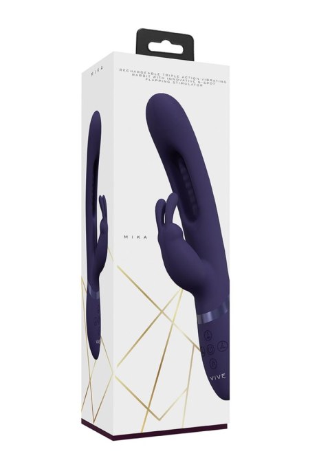 Wibrator Króliczek 3-Silnikowy Z Technologią Flapping Tongue Fioletowy - MIKA VIVE057 TRIPLE RABBIT PURPLE