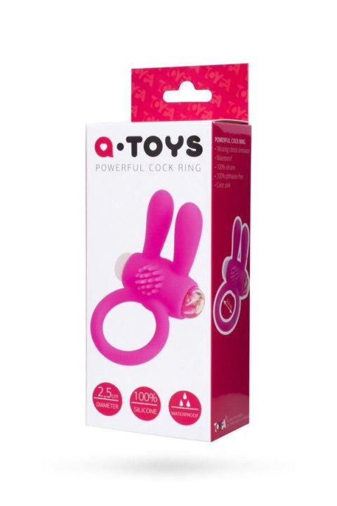 Pierścień Erekcyjny Typu Króliczek (VibroRing), Różowy, 2,5 cm- Penis VibroRing Rabbi, Silicone, Pink, O2.5 cm-A-TOYS