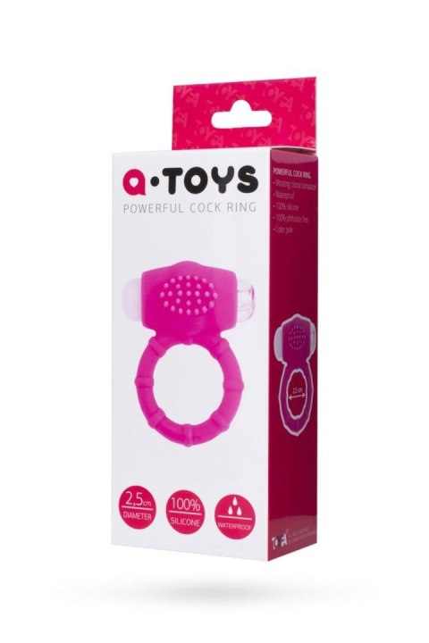 Pirścień Wibrujący  Silikonowy  Na Penisa, Różowy, Średnica 2,5 cmA-TOYS, Penis VibroRing, Silicone, Pink, O2.5 cm