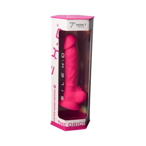 Dildo silikonowe z przyssawką fuksja 20cm Model 1 Silexd