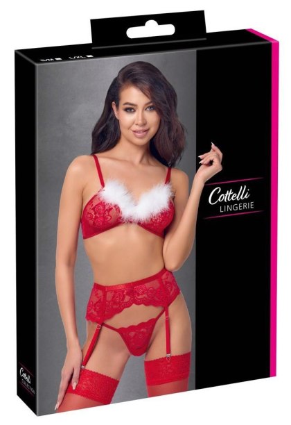 Komplet bielizny 3-częściowy czerwony X-Mas S/M ORION
