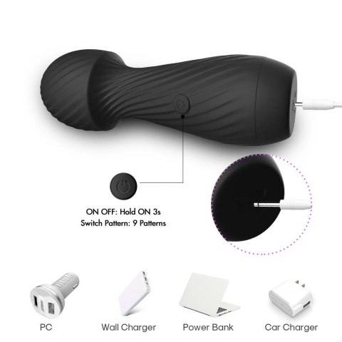 Masażer Dazzle 9 Trybów Wibracji USB Ładowany Czarny