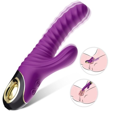 Ultra-Cichy Wibrator Króliczek Dwusilnikowy Silikonowy Wodoodporny Fioletowy - Eternity Purple
