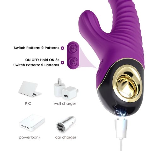 Ultra-Cichy Wibrator Króliczek Dwusilnikowy Silikonowy Wodoodporny Fioletowy - Eternity Purple