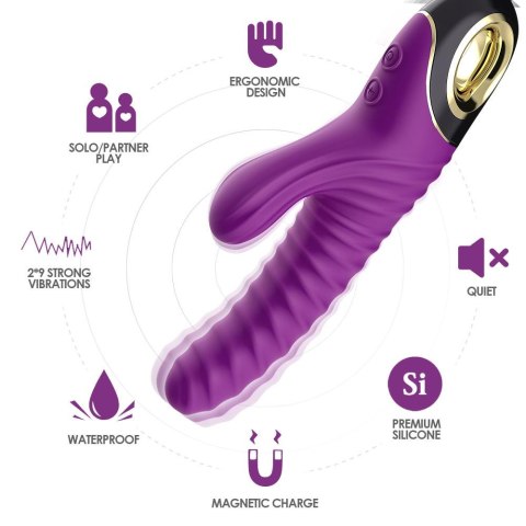 Ultra-Cichy Wibrator Króliczek Dwusilnikowy Silikonowy Wodoodporny Fioletowy - Eternity Purple