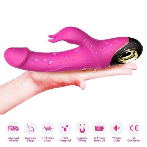 Wibrator Króliczek Z Uchwytem Pierścieniowym I Niezależną Kontrolą Wibracji Różowy - METEROR PINK