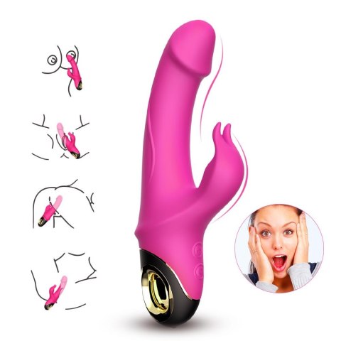 Wibrator Króliczek Z Uchwytem Pierścieniowym I Niezależną Kontrolą Wibracji Różowy - METEROR PINK