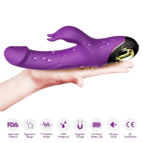 Wibrator Króliczek Z Uchwytem Pierścieniowym I Niezależną Kontrolą Wibracji Fioletowy - METEROR PURPLE