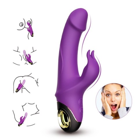 Wibrator Króliczek Z Uchwytem Pierścieniowym I Niezależną Kontrolą Wibracji Fioletowy - METEROR PURPLE