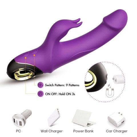 Wibrator Króliczek Z Uchwytem Pierścieniowym I Niezależną Kontrolą Wibracji Fioletowy - METEROR PURPLE