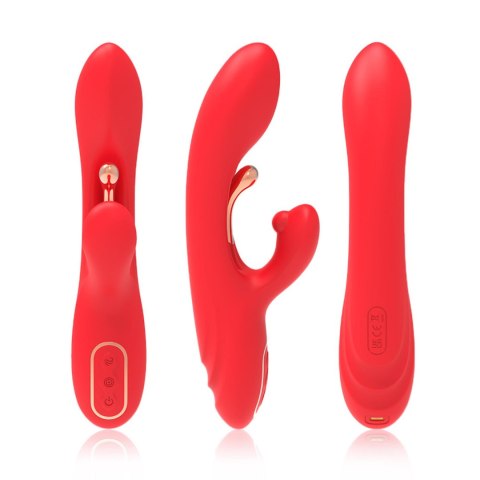 Wibrator Króliczek Z Trójpunktową Stymulacją I Ładowaniem USB-C Czerwony - NIRVANA RED THREE-POINT VIBRATION