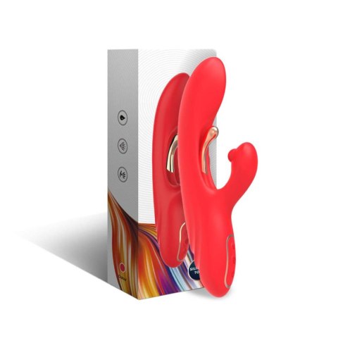 Wibrator Króliczek Z Trójpunktową Stymulacją I Ładowaniem USB-C Czerwony - NIRVANA RED THREE-POINT VIBRATION