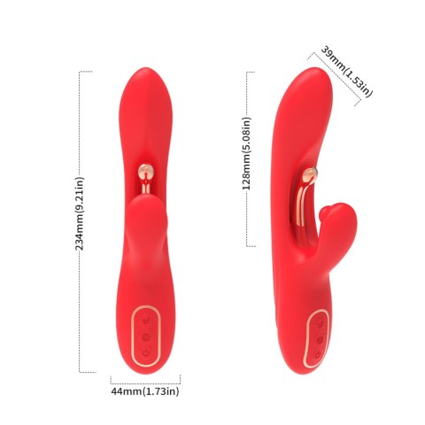 Wibrator Króliczek Z Trójpunktową Stymulacją I Ładowaniem USB-C Czerwony - NIRVANA RED THREE-POINT VIBRATION