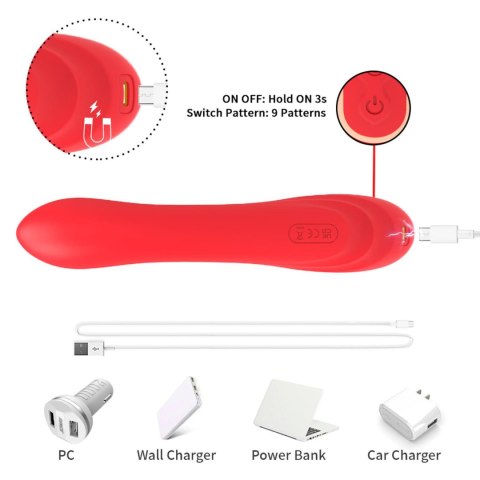 Wibrator Króliczek Z Trójpunktową Stymulacją I Ładowaniem USB-C Czerwony - NIRVANA RED THREE-POINT VIBRATION