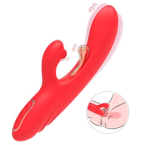 Wibrator Króliczek Z Trójpunktową Stymulacją I Ładowaniem USB-C Czerwony - NIRVANA RED THREE-POINT VIBRATION